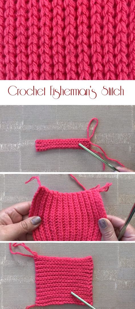 How to Crochet Fisherman’s Stitch - Design Peak Virkning Diagram, Purl Bee, Crochet Knit Stitches, Crochet Blog, Crochet Motifs, Crochet Stitches Tutorial, Crochet Instructions, Crochet Stitches Patterns, Crochet Stitch