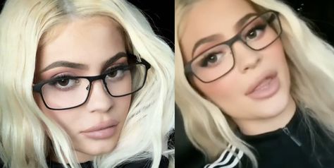 Everyone Is Obsessed With Kylie Jenner's Prada Glasses- HarpersBAZAAR.com Celebrities With Glasses, Round Lens Sunglasses, Estilo Kylie Jenner, Kylie Jenner Look, Prada Glasses, Prada Eyeglasses, Flat Top Sunglasses, Kylie Jenner Outfits, Kylie Kristen Jenner