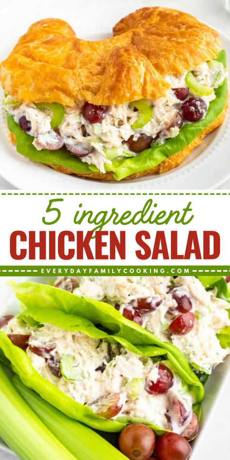 The best ever chicken salad! This Memorial Day dinner recipe uses 5 ingredients to make a delicious dish that's ready in minutes. The hearty, traditional flavor makes this easy chicken salad recipe a timeless classic. A spring salad idea everyone will love! Memorial Day Chicken Recipes, Good Chicken Salad Recipes, Memorial Day Easy Food, Homemade Chicken Salad With Grapes, Memorial Day Salad Ideas, Chunky Chicken Salad Recipe, Chunky Chicken Salad, Blt Chicken Salad Recipe, How To Make Chicken Salad