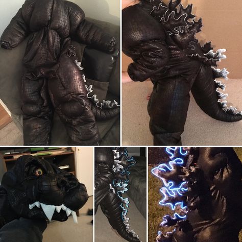 Diy Godzilla Costume For Kids, Godzilla Halloween Costume, Godzilla Cosplay, Bookweek 2024, Godzilla Costume, Godzilla Birthday, Costumes 2024, Hoodie Costume, Treat Ideas