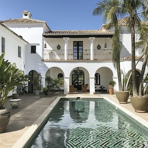 BAPTISTE BOHU (@baptistebohu) • Instagram photos and videos Andalusian House Design, Baptiste Bohu, Spanish Pool, Mediterranean Hotel, Empty Nester House Plans, Spanish Mansion, Andalusian Architecture, Retirement House Plans, Spain House