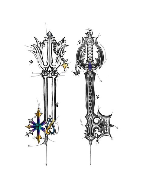 Kh Tattoo, Keyblade Tattoo, Andy Tattoo, Kingdom Hearts Tattoo, Symbol Ideas, Kingdom Hearts Worlds, Roxas Kingdom Hearts, Kingdom Hearts Funny, Kingdom Hearts Wallpaper