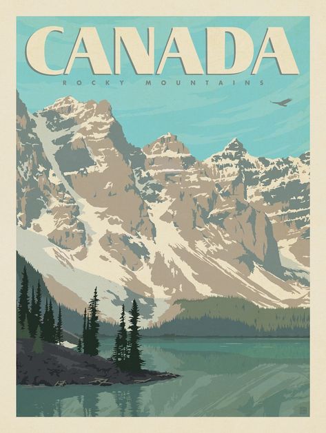 Rocky Mountains Canada, Posters Canada, Event Posters, Anderson Design Group, Canada National Parks, Vintage Poster Design, Retro Travel Poster, Picture Collage Wall, Poster Layout