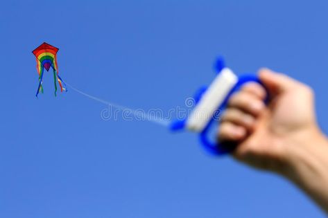 Kite in the sky. Multicolored kite high in clear blue sky, string holding in mal , #sponsored, #kite, #high, #clear, #Kite, #sky #ad Kite In The Sky, Clear Blue Sky, Kites, The Sky, Wind Sock, Blue Sky, Photo Image, Stock Images, Stock Photos