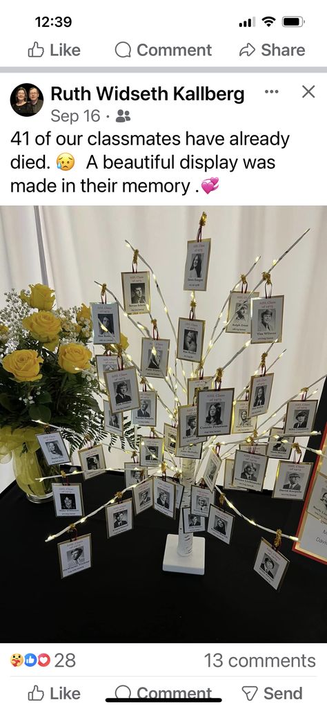 Memory Tree Ideas, Class Reunion Memorial Table Ideas, High School Reunion Decorating Ideas, Family Reunion Quotes, School Reunion Decorations, Reunion Quotes, Memorial Tree, Reunion Decorations, 50 Birthday