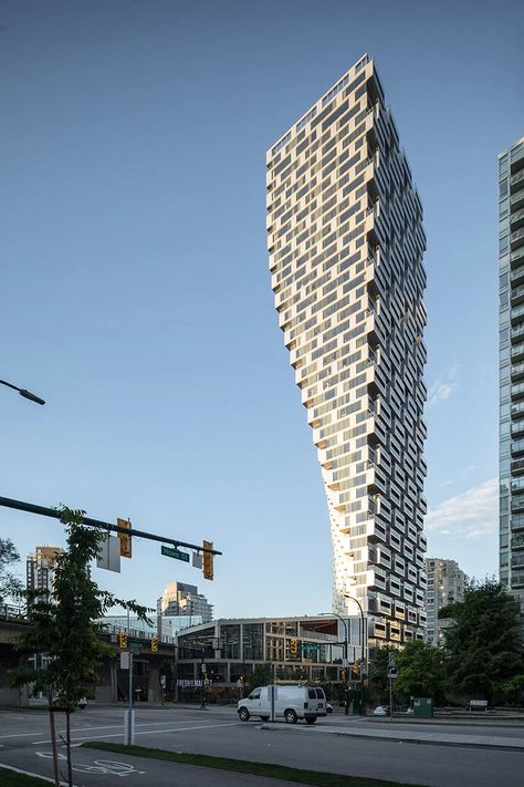 bjarke ingels group unveils photos of vancouver house & telus sky Big Architects, Vancouver House, David Chipperfield Architects, Danish Architecture, Bjarke Ingels, Flatiron Building, Canada Photos, Skyscraper Architecture, First Photograph