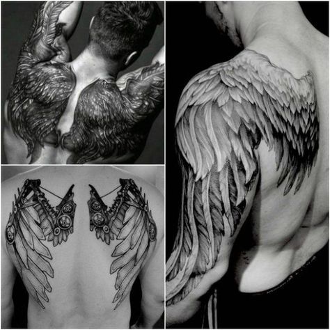 Tatuajes en la espalda para que un hombre se vea más sexy - Diseño #bodyart #body #art #espalda Wing Tattoos On Back, Wing Tattoo Men, Wing Tattoos, Backpiece Tattoo, Unique Tattoos For Men, Christ Tattoo, Realistic Tattoo Sleeve, Wing Tattoo Designs, Forarm Tattoos