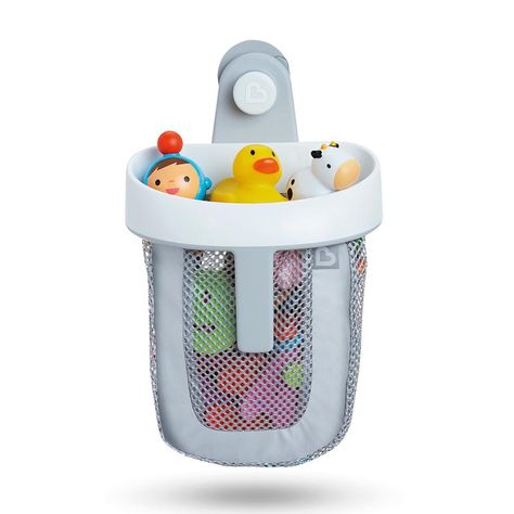 Has your little one turned your bath tub into a toy box? You'll love how simple it is to keep your bathroom clutter-free with the Super Scoop Bath Toy Organizer from Munchkin.The wide mouth and handle allows for easy toy scooping after bath time, and the hook hangs securely on the bathroom wall to drain and dry, providing convenient bath toy storage, too. Just unhook the scooper from the wall and glide it across the water for quick, convenient cleanup. With plenty of room to pack in all those do Bath Toy Organizer, Toy Storage Units, Toy Net, Bath Crayons, Bath Toy Storage, Bath Toy Organization, Bathroom Toys, Bath Toys For Toddlers, Toddler Bath