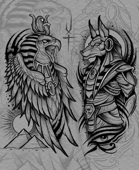 Sphinx Tattoo Design, Thoth Tattoo Egypt, Thoth Egyptian God Tattoo, Egyptian God Tattoo, Anubis And Horus, Egypt Tattoo Design, Egypt Gods, Egyptian Eye Tattoos, Black And White Tattoos