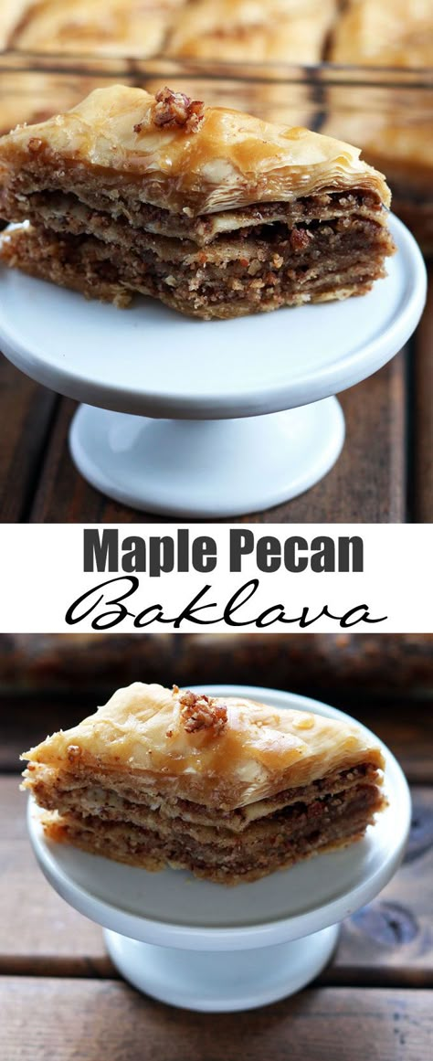 Maple Pecan Baklava Pecan Baklava, Baklava Recept, Baklava Recipes, Phyllo Dough Recipes, Phyllo Recipes, Maple Recipes, Maple Syrup Recipes, Baklava Recipe, Syrup Recipes