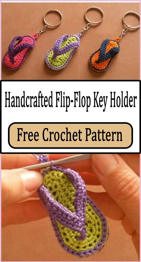 Crochet Flip-Flops Keychain Crochet Flip Flop Keychain Free Pattern, Flip Flop Keychain Crochet Pattern, Flip Flop Crochet, Crochet Flip Flop Pattern, Crochet Flip Flops, Crochet Collar Pattern, Crochet Halter Top Pattern, Crochet Christmas Hats, Straw Tote Bag