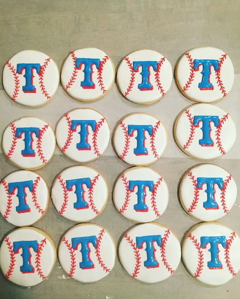 Texas rangers cookies Texas Rangers Cookies Decorated, Texas Rangers Cookies, Texas Rangers Cake, Texas Rangers Outfit, Texas Rangers Wallpaper, Rangers Baseball Shirts, Baseball Snacks, Ranger Cookies, Texas Rangers Hat