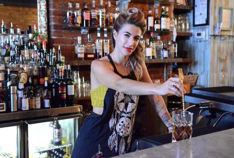 If you want to drink better in DC, you should spend some time with these ladies… Female Bartender, Bartender Outfit, Skater Chick, Hey Bartender, Tiki Cocktails, Best Dj, Summer Pool Party, Bar Styling, Summer Pool