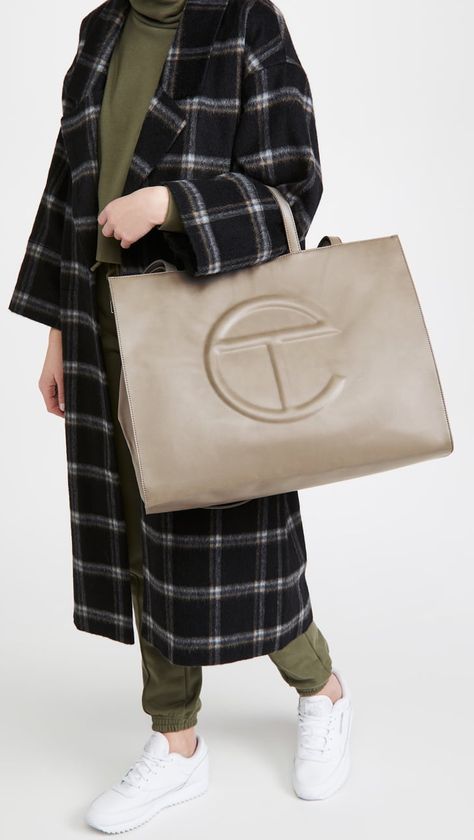 Telfar Bag Outfit, Popular Designer Bags, Telfar Bags, Channel Outfits, Mint Bag, Telfar Bag, Grey Tote, Popsugar Fashion, Price Guide