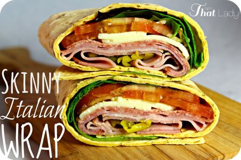 Are you looking to save calories but don't want to skimp on your favorite foods? Here is a delicious Skinny Italian wrap that has all the ingredients of your favorite sub, but 1/3 of the fat and calories! Flatout Recipes, Italian Wrap, Yummy Sandwiches, Healthy Italian, Bread Alternatives, Calorie Recipes, Healthy Sandwiches, Delicious Sandwiches, Wrap Recipes