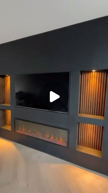 Cinewall | Interior | High-end design | on Instagram: "For an even more cinematic environment!🪐

#cinewall 
#sfeerhaard 
#tvmeubel 
#interiors123 
#woodpanels" Media Wall Colour Ideas, Cinematic Environment, Tv Media Wall, Wall Tv Cabinet, Media Wall Ideas, Room Panelling, Wood Paneling Living Room, Living Room Panelling, Entertainment Wall