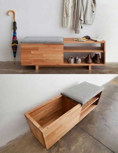 17 Super Genius Mudroom Ideas That Turns Heads Modern Entry, Modern Entrance, Woodworking Box, Living Room Scandinavian, Bench With Shoe Storage, Apartment Decorating, Woodworking Furniture, Design Living Room, Modern Sofa