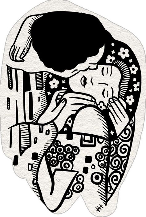 The kiss tattoo Gustav Klimt The Kiss Tattoo, Kiss Tattoo, Lino Art, Linocut Art, Famous Artwork, Art And Creativity, The Kiss, First Tattoo, Gustav Klimt