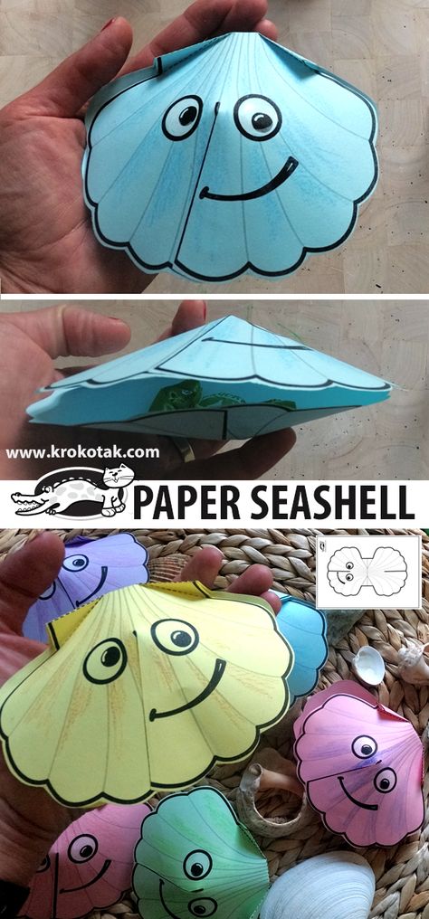 krokotak | PAPER SEASHELL Shell Crafts For Preschoolers, Breaker Rock Beach Vbs 2024 Recreation Games, Sea Shell Template, Seashell Crafts Preschool, Scuba Crafts For Kids, Ocean Printables Free, Beach Themed Activities For Kids, Seashell Template, Seashell Crafts For Kids