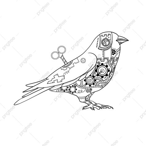 Metal Sketch, Sketch Bird, Steampunk Background, Ancient Background, Drawing Metal, Steampunk Bird, Metal Drawing, Bird Png, Mechanical Animals