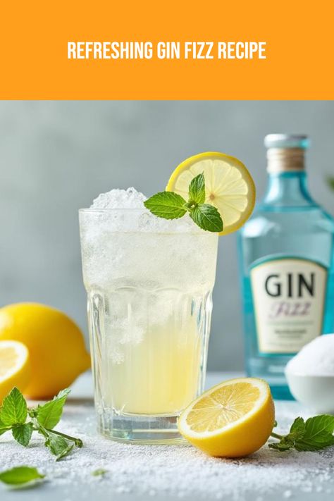 Looking to make the perfect Gin Fizz cocktail? This light and bubbly drink is a timeless classic that brings together intesting flavors, fizzy soda water, fresh lemon juice, and smooth gin. Originating in the 19th century, the Gin Fizz still charms cocktail fans today with its refreshing taste and easy-to-mix recipe. Perfect for summer parties or a cozy night in! Learn how to mix this iconic cocktail at home and impress your friends at your next gathering with delicious, easy-to-make cocktails. Gin Mixed Drinks, Gin Fizz Recipe, Easy Gin Cocktails, Gin Fizz Cocktail, Iced Tea Cocktails, Fizz Cocktail, Easy To Make Cocktails, Fizzy Drinks, Gin Lemon