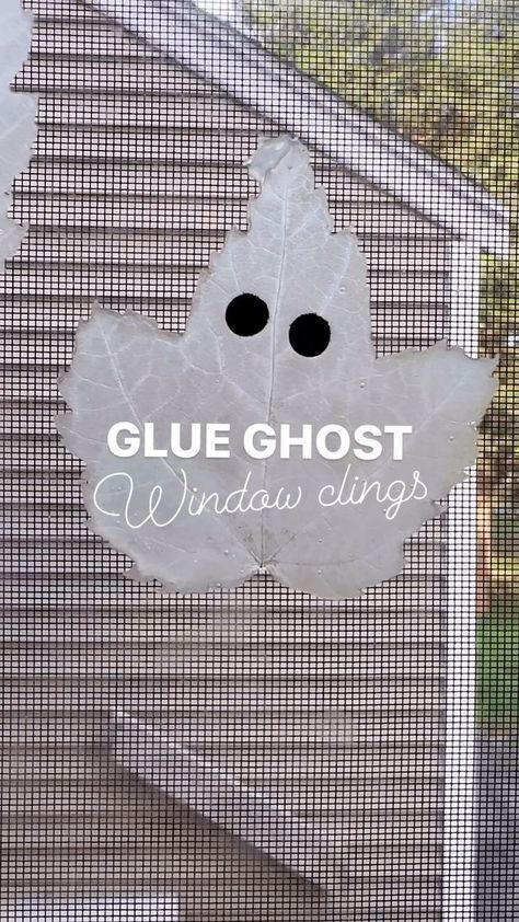 Glue Ghosts, Ghost Leaves, Halloween Ghost Craft, Cute Window, Ghost Craft, Well Cover, Diy Glue, Draw Color, Ghost Crafts