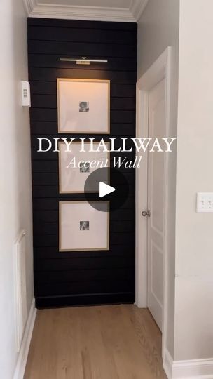 Facebook Johnston Designs, Hallway Accent Wall, Entryway Refresh, Tricorn Black, Interior Design Color Schemes, Alex G, Color Chip, Portrait Wall, House Remodel