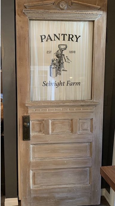 Refinished old wooden door for pantry Old Doors In New House, Old Pantry Door Ideas, Painting Pantry Door, Farmhouse Pantry Door Ideas, Modern Farmhouse Pantry Door, Antique Pantry Door Ideas, Pantry Door Signs, Barn Doors For Pantry, Pantry Door Ideas Farmhouse Style