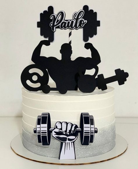 Fitness Cakes For Men, Gym Theme Cake For Men, Gym Cake Ideas For Men, Cake For Gym Lover, Bolo Crossfit, 50th Birthday Cakes For Men, Fitness Cake, Gym Cake, Buttercream Cake Decorating