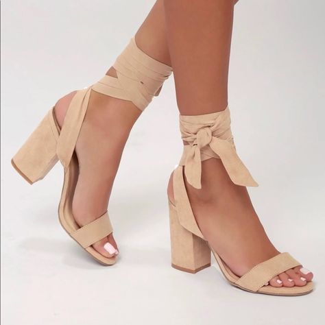 Ribbon Heels, Bridesmaids Heels, Graduation Shoes, Ankle Wrap Heels, Tie Heels, Tie Up Heels, Nude Shoes, Bridesmaid Shoes, Wrap Heels