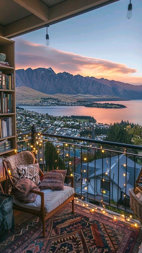 Beautiful View Wallpaper Aesthetic, Hygge Bookshelf, Reading Place, Penthouse View, Cosy Reading, Cozy Rooms, Elegant Living Room Decor, Small Balcony Design, Rooms Ideas