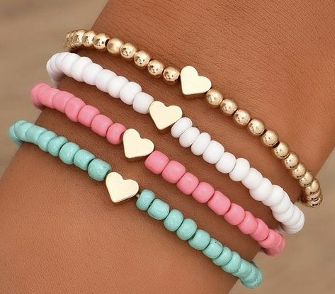 Stretch Beaded Bracelets Diy, Brighton Bracelets, Beaded Heart, Wood Bead Bracelet, Small Bracelets, Diy Bracelets Patterns, Friend Bracelets, Sterling Silver Charm Bracelet, Crystal Bangle