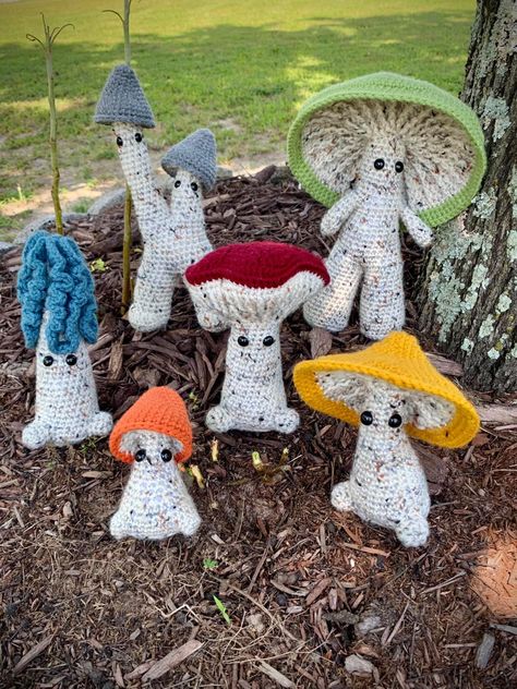 Mushroom Sprite, Mushroom Amigurumi, Crochet Mushroom, Crochet Fun, Crochet Dragon, Crochet Plant, Crochet Goodies, Crochet Fashion Patterns, Crochet Cross