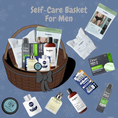 Cute self-care basket idea for gift giving this holiday season 🧖‍♂️💙 @target Goodfellow brand has some of the best basics/hygiene for men!! #pinterest #tiktok #christmas #gifts #giftideas #holiday #menstyle #selfcare @dove @GilletteUS @calvinklein @Walmart Men’s Hygiene Basket, Selfcare For Men, Men’s Self Care Basket, Self Care Gift Basket For Men, Men Self Care Basket, Mens Self Care Basket, Self Care Basket For Men, Hygiene For Men, Self Care Basket