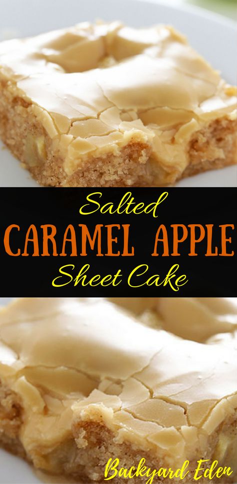 Apple Sheet Cake Recipe, Quick Thanksgiving Recipes, Caramel Apple Sheet Cake, Apple Sheet Cake, Fancy Desserter, Sheet Cake Recipe, Easy Thanksgiving Recipes, Best Thanksgiving Recipes, Thanksgiving Cakes