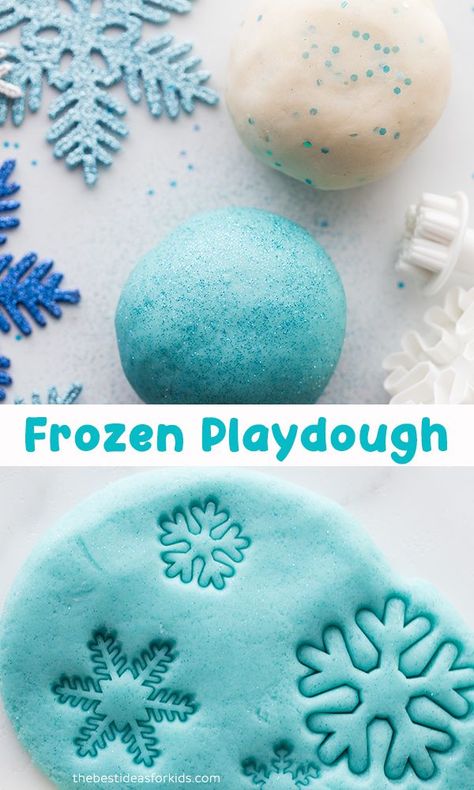 Preschool Frozen Crafts, Winter Themed Birthday Party Games, Frozen Birthday Crafts, Frozen Crafts For Preschoolers, Frozen Party Games For Kids, 3rd Birthday Frozen Theme, Frozen Birthday Party Ideas Diy, Frozen Playdough, Winter Playdough