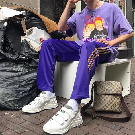 Good morning . : @ludvig.boas Sketboard Style, Haute Couture Men, Outfit Aesthetic Boy, Purple Aesthetic Outfit, Purple Outfit Aesthetic, Violet Outfit, Moon Aquarius, Aquarius Sun, Clout Collection