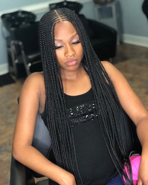 Two Layer Feed In Braids Middle Part, Half And Half Braids Black Hair, Middle Part Braids Black Women, Middle Part Feed In Braids, Two Layer Feed In Braids, Middle Part Braids, Braids Hairstyles Ideas, Layer Braids, Cornrows Natural