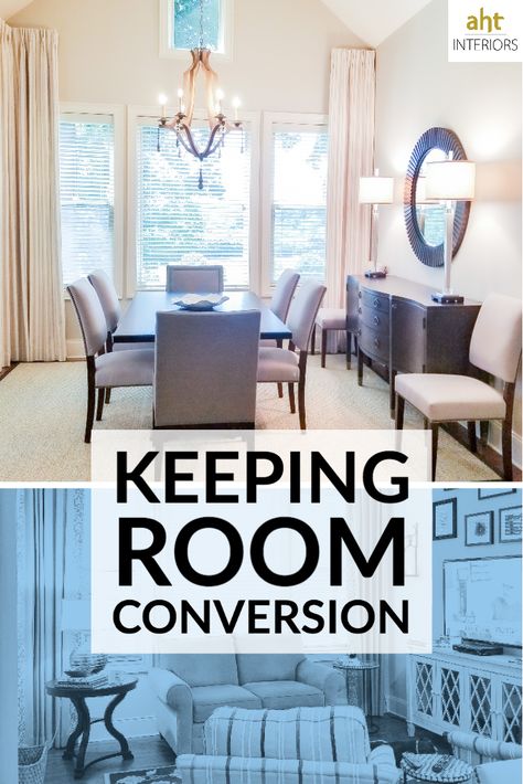 Keeping Room Off Kitchen Seating Areas, Convert Dining Room To Sitting Room, Cozy Keeping Room Off Kitchen, Room Off Kitchen Ideas, Keeping Room Off Kitchen, Study Makeover, Keeping Room Ideas, Kitchen Seating Area, Room Off Kitchen