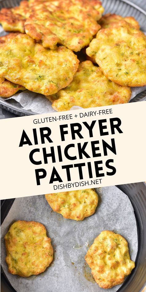 Juicy and flavorful, these gluten-free chicken patties are super easy and can be made both in the air fryer or pan-fried. Serve these gf chicken patties on a burger bun or with a side of salad, accompanied with your dipping sauce of choice! Dairy-free too. Diy Chicken Patties, 3 Ingredient Chicken Patties, Keto Chicken Patties With Canned Chicken, Homemade Breaded Chicken Patties, Breaded Chicken Patty Recipes Frozen, Chicken Patty, Burger Bun, Chicken Patties, Burger Buns