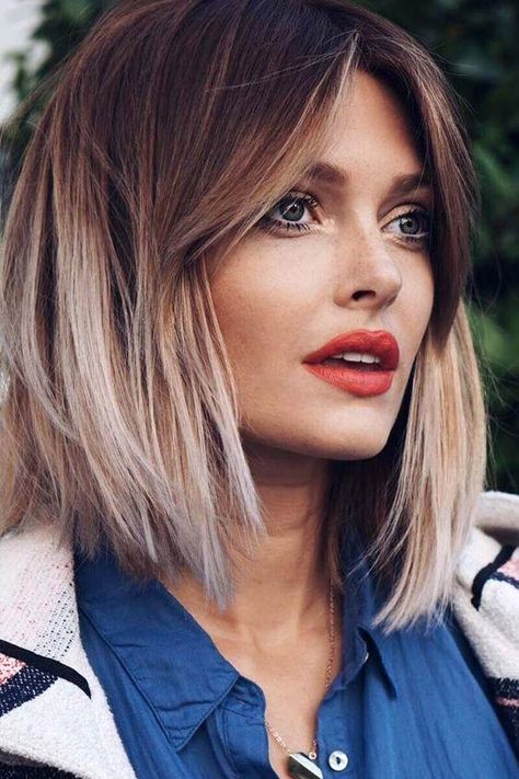 Face-Framing Layers Tuns Bob Lung, Haircut For Square Face, Long Bobs, Square Face Hairstyles, Curtain Fringe, Square Face, Hair 2018, Cut Her Hair, Ombré Hair