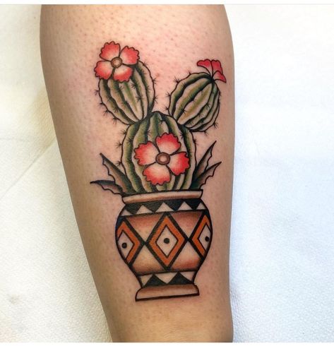 American Traditional Cactus, Traditional Cactus, Pot Tattoo, Cactus In A Pot, Cowgirl Tattoos, Cactus Tattoo, Flash Sheet, Tattoo Reference, Makeup Tattoos