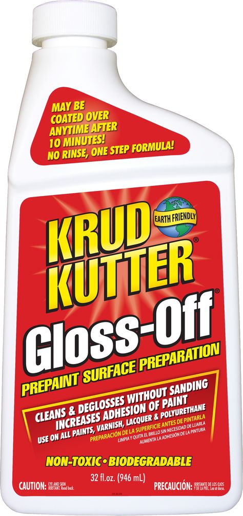 Gloss-Off Prepaint Surface Preparation CLEANS & DEGLOSSES WITHOUT SANDING! No Rinse, One Step Formula! Use On All Paints, Varnish, Lacquer &... Cheap Bathroom Makeover, Krud Kutter, Painting Laminate Furniture, Painting Laminate, Laminate Furniture, Paint Prep, Thrifty Decor Chick, Cheap Bathrooms, Food Stains