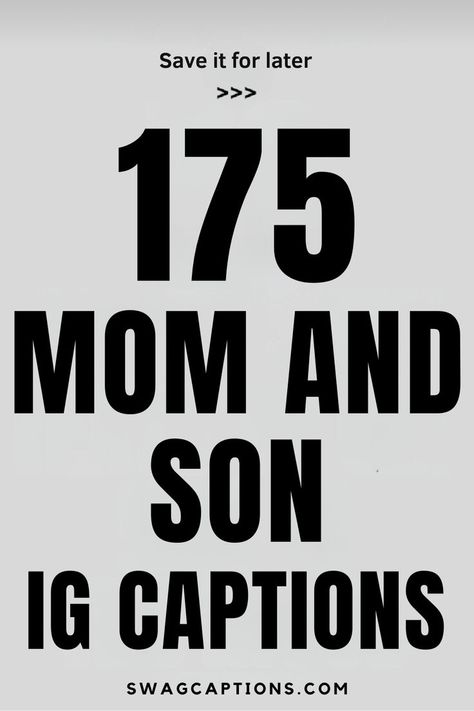 Discover heartwarming and fun 'Mom and Son IG Captions' that perfectly capture the bond between you and your little one. From sweet moments to playful adventures, find the perfect words to share your special connection on Instagram. Save this pin for a collection of captions that make your posts unforgettable! Caption For Mom, Family Captions, Of Captions, Sons Day, Mom And Son, Ig Captions, Sweet Moments, Perfect Word, Everyday Moments