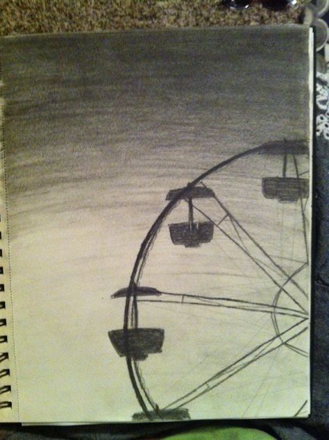 Simple Ferris Wheel Drawing, Ferris Wheel Sketch, Ferris Wheel Drawing, Wheel Drawing, 2024 Journal, Divergent Book, Journal Therapy, Inspiration Painting, Market Ideas