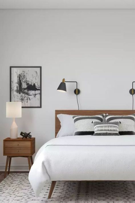 midcentury Mid Century Modern Master Bedrooms 2022, Modern Contemporary Bedroom Minimalist, Modern Bedroom Scandinavian, Modern Century Bedroom Ideas, Midcentury Modern Scandinavian Bedroom, Scandinavian Bedroom Ikea, Silver Accents Bedroom, Bedroom Design Scandinavian Style, Bedroom Modern Mid Century