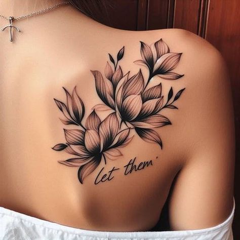 Tattoo Over Shoulder Women, Infinity Tattoo Cover Up Ideas For Women, Lotus Flower Upper Arm Tattoo, Cute Back Shoulder Tattoos For Women, Floral Thigh Wrap Around Tattoo, Cover Up Tattoos For Women Back, Girlie Tattoo Ideas, Inner Shoulder Tattoo, Shoulder Floral Tattoos For Women