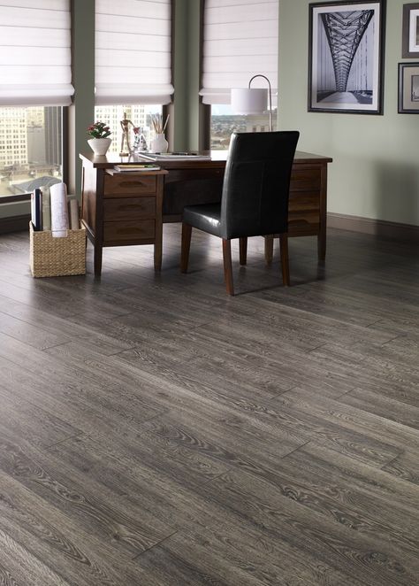 Laminate Floor - Flooring, Laminate Options - Mannington Flooring Restoration Collection  Black Forest Oak Mannington Laminate Flooring, Dark Laminate Floors, Dark Laminate, Mannington Flooring, Grey Laminate Flooring, Laminate Plank Flooring, Office Flooring, Best Laminate, Oak Laminate Flooring