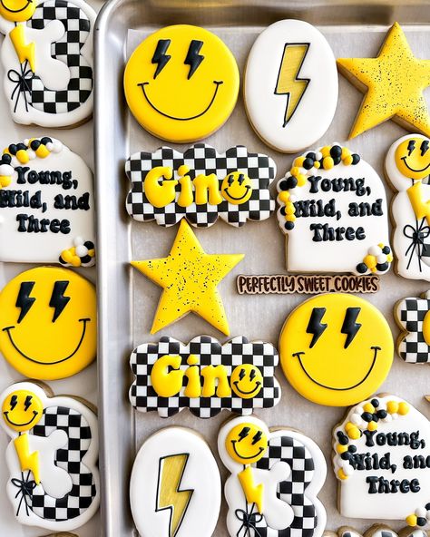 🏁Happy 3rd Birthday Gino! 🏁 Thank you so much @camrynfortunato for allowing me to be apart of your kids birthdays since I’ve started my cookie journey! ❤️ #northglenncolorado #northglennmoms #thornton #thorntonmoms #momlife #birthdaycookies #customcookies #customdecoratedcookies #perfectlysweetcookies #birthdaytreats #custombirthdaytreats #customcookiescolorado #thorntonsmallbusiness #northglennsmallbusiness Third Birthday Boys, Young Wild And Three, Dessert Inspiration, Thank You Cookies, Happy 3rd Birthday, Boy Birthday Party Themes, Sweet Cookies, Birthday Treats, Third Birthday