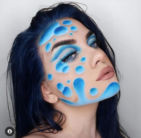 Water Element Makeup, Water Makeup Look, Water Inspired Makeup, Water Makeup Looks, Elements Makeup, Ocean Makeup, Artistic Make Up, Water Makeup, Makeup 2023